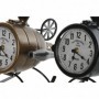 Horloge de table Home ESPRIT Noir Doré PVC Métal Loft 18 x 23 x 24 cm (2 Unités)