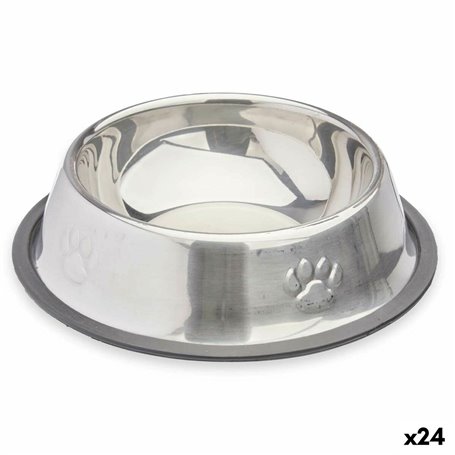 Mangeoire pour chiens Argenté Gris Caoutchouc Métal 35 x 0,03 x 25 cm