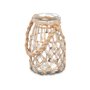 Bougeoir Boîte Transparent Naturel verre Corde 14 x 21 cm (6 Unités)
