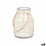 Bougeoir Boîte Blanc Transparent verre Corde 20 x 30 cm (4 Unités)