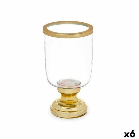 Bougeoir Verre Doré Acier 12 x 24,5 x 12 cm (6 Unités)