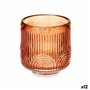 Bougeoir Rayures Orange Verre 7,5 x 7,8 x 7,5 cm (12 Unités)