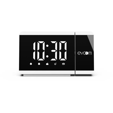 Réveil projecteur - EVOOM - EV304588 - Blanc - Radio FM - 2 alarmes -