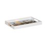 Plateau apéritif Blanc Noir Doré PVC Verre Abstrait 45 x 31 x 4,2 cm (