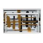 Plateau apéritif Blanc Noir Doré PVC Verre Abstrait 45 x 31 x 4,2 cm (