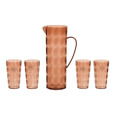 Set de pichets avec verres EDM 869702 Plastique recyclé Marron 5 Pièce