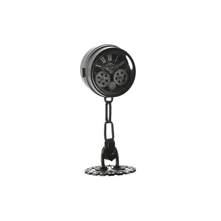 Horloge de table Home ESPRIT Blanc Noir Argenté Métal Verre 18 x 17 x