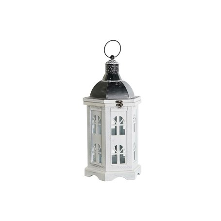 Lanterne DKD Home Decor Finition vieillie Blanc Gris foncé Bois Verre