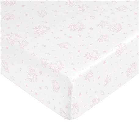 Drap housse Peppa Pig Blanc Rose 90 x 200 cm