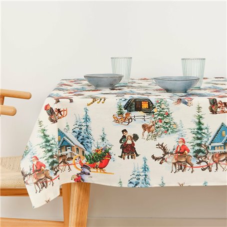 Nappe enduite antitache Muaré  Christmas Landscape 140 x 140 cm