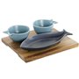 Ensemble à apértif Home ESPRIT Bleu Bleu ciel Porcelaine Acacia médite