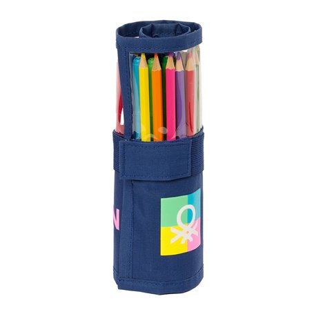 Pochette crayons Benetton Cool Blue marine 7 x 20 x 7 cm Enveloppante