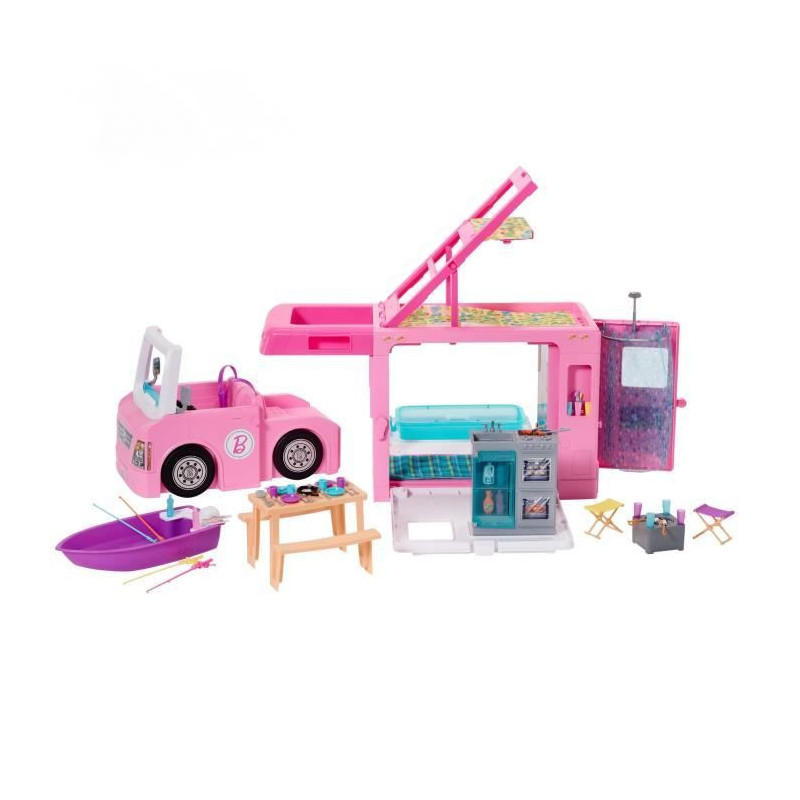 Barbie Camping Car 3 En 1 BARBIE Camping-Car de Reve 3-en-1 - 55 cm | Isleden Guadeloupe