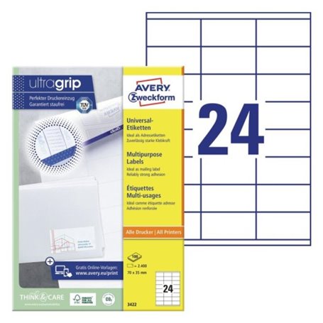 Étiquettes Avery Zweckform 70 x 35 mm A4 (3422)