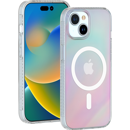 Coque Compatible MagSafe Hybride Semi-transparente Irisée pour iPhone 15 Bigben