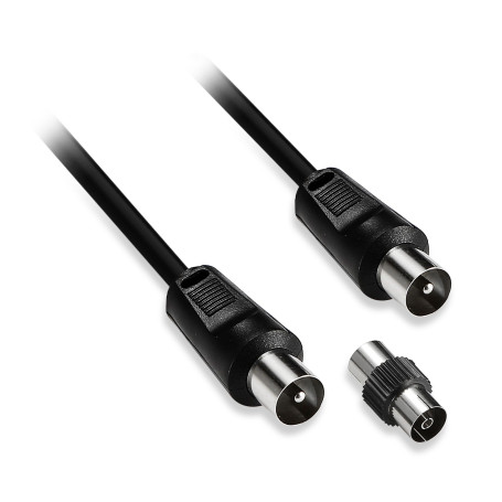 C ble antenne m le/m le 9.52 mm + adaptateur femelle/femelle 1.5M noir
