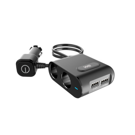 Chargeur de voiture WE - 90W Max 2 prises allume cigare adaptateur + 2 Ports USB