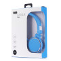 Casque filaire bleu avec micro c ble 1.50m arceau rglable effect peau de p che