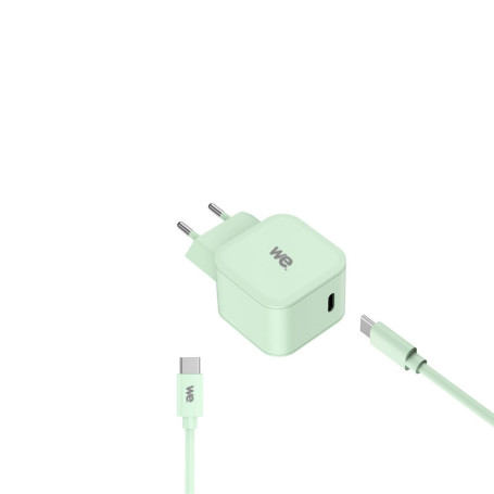 WE POP Pack Chargeur secteur + C ble USB-C/USB-C Vert : Chargeur secteur vert PD