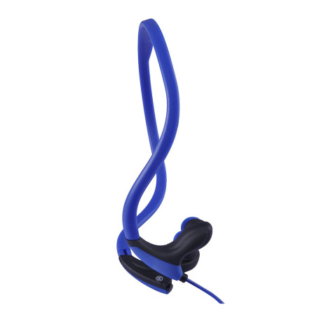 Ecouteurs sport filaire Bleu Arceau tour de cou toucher doux Microphone intgr