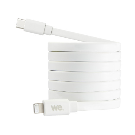 WE C ble USB-C/Lightning m le/m le plat 1m - blanc
