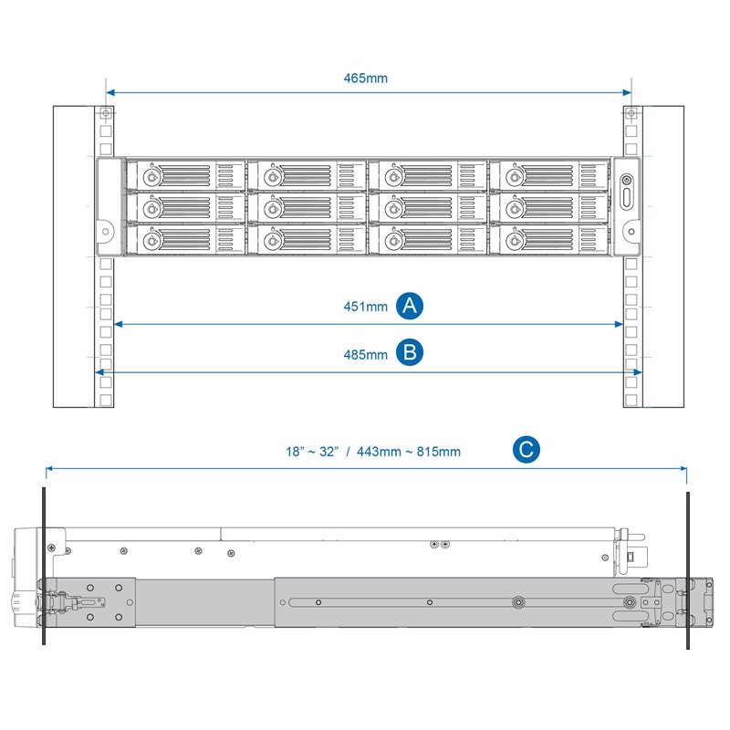 Image secondaire de Qnap RAIL-B02 accessoire de racks Kit rail détagère