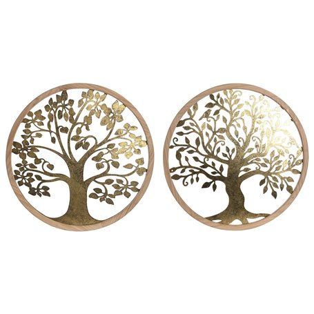 Décoration murale Home ESPRIT Doré Naturel Arbre Cottage 60 x 1