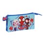 Trousse Fourre-Tout Double Spidey Bleu 22 x 12 x 3 cm