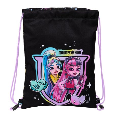 Sac à dos serré par des ficelles Monster High Noir 26 x 34 x 1 cm
