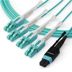 StarTech.com MPO8LCPL3M câble de fibre optique 3 m MPO/MTP 8x LC OM3 Couleur aqua