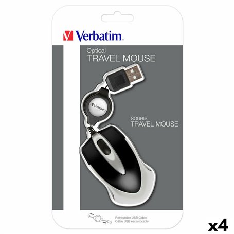 Mini Souris Optique Verbatim Go Mini Noir (4 Unités)