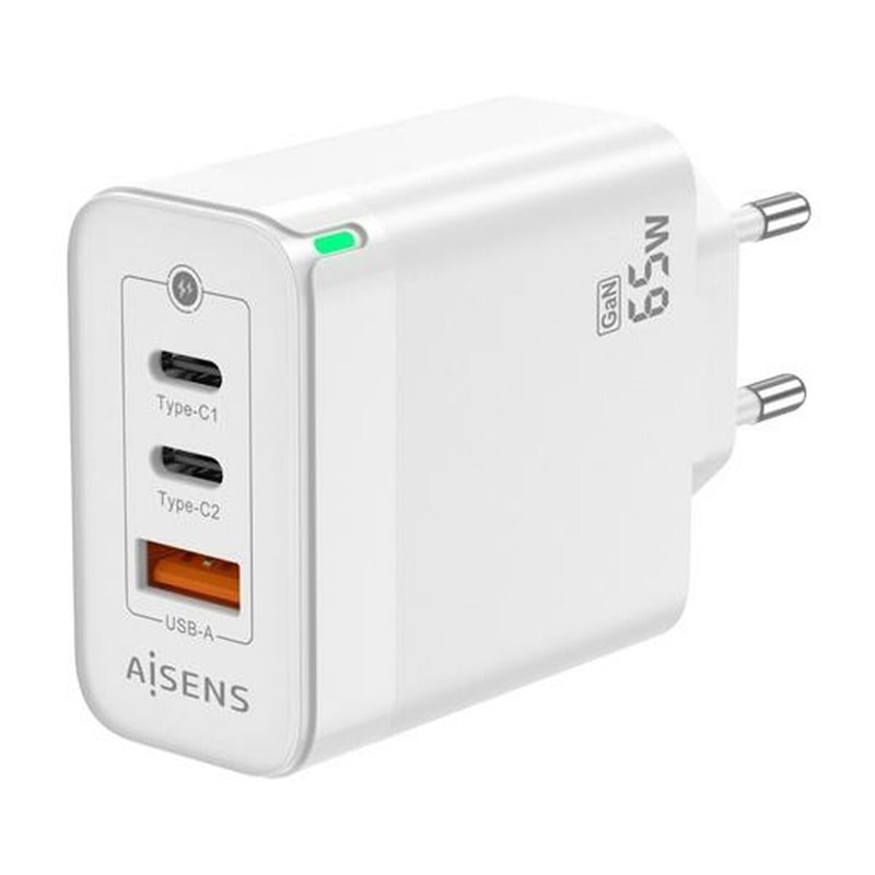 Aisens ASCH-65W3P007-W chargeur d'appareils mobiles Universel Blanc Secteur Charge rapide Intérieure