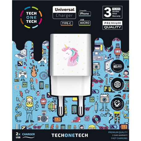 Chargeur mural Tech One Tech TEC2501 Blanc (1 Unité)