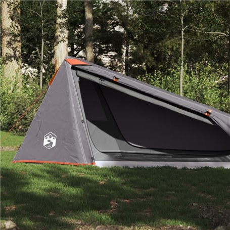 vidaXL Tente de camping tunnel 1 personne gris et orange imperméable