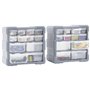 vidaXL Organisateurs multi-tiroirs avec 12 tiroirs 2 pcs 26,5x16x26 cm