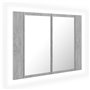 vidaXL Armoire de salle de bain à miroir LED Gris béton Acrylique