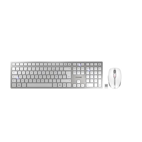 CHERRY DW 9100 SLIM clavier Souris incluse RF sans fil + Bluetooth AZERTY Français Argent