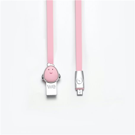 C ble Poule USB/micro USB plat 1m rose - Connecteurs en zinc