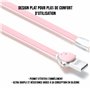C ble Poule USB/micro USB plat 1m rose - Connecteurs en zinc