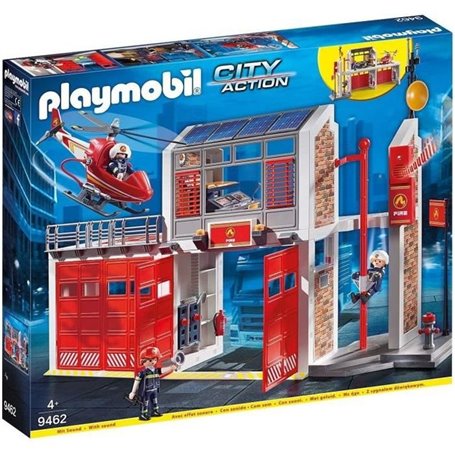 PLAYMOBIL 9462 Caserne de pompiers avec hélicoptere