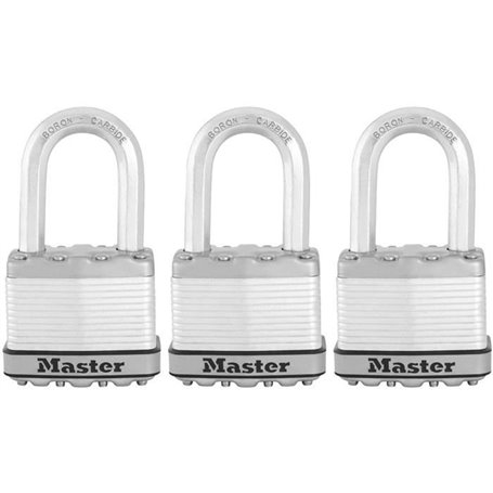 Cadenas Haute Sécurité - MASTER LOCK - M115EURTRILF - A Clé - Acier Laminé Recouvert - Extérieur - Anti-rouille - Anse M - Pack