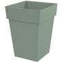 EDA PLASTIQUE - Pot de fleur mi-haut carré Toscane - 39 x 39 x H 53 cm - 51 L - Vert laurier