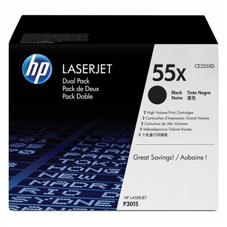 HP 55X pack de 2 toners noir grande capacité authentiques
