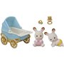 Figurines miniatures - SYLVANIAN FAMILIES - Les jumeaux Lapin Chocolat et leur poussette double