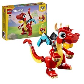Lego 31145 Creator 3en1 Le Dragon Rouge Jouet avec 3 Figurines d'Animaux, dont un Dragon Rouge, un Poisson et un Phénix LEGO 31145 Creator 3en1 Le Dragon Rouge Jouet avec 3 Figurines d'Animaux