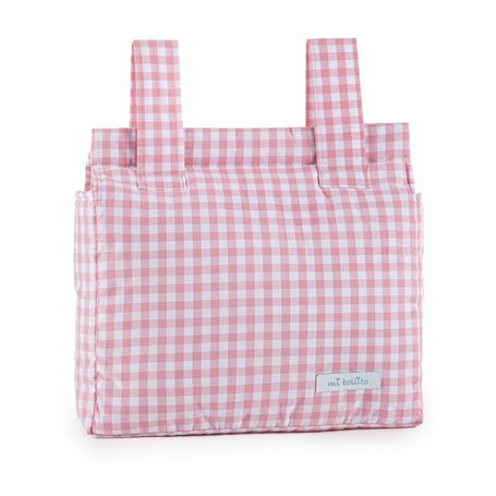 Sac organisateur pour poussette de bébé Mi bollito Rose Vichy 10 x 35 x 35 cm