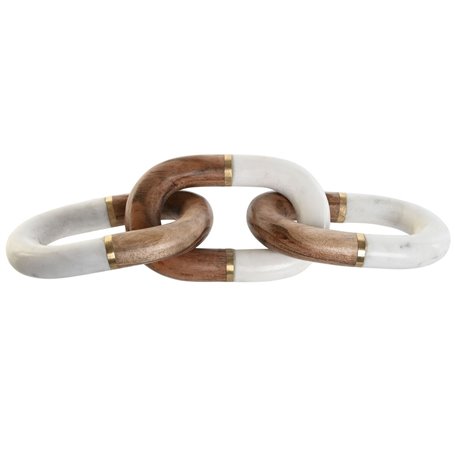 Figurine Décorative Home ESPRIT Blanc Marron Doré Chaîne 10 x 10 x 36 cm