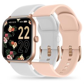 Montre Connectee Smart One Rose Or Bracelets Blanc Et Rose MONTRE CONNECTEE SMART ONE ROSE OR BRACELETS BLANC ET ROSE