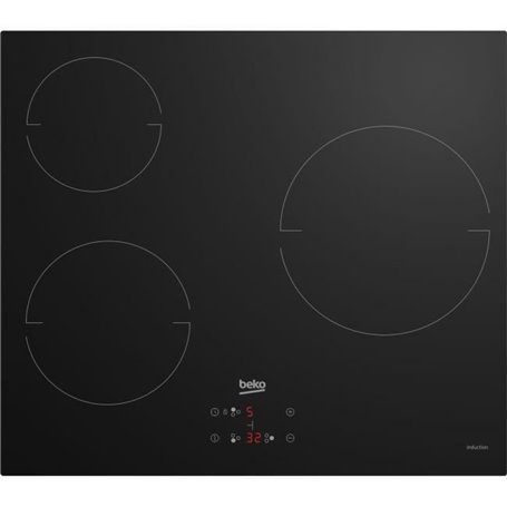 Table de cuisson vitrocéramique - BEKO - 3 foyers - 60 cm - HIC63400