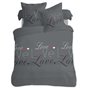 VISION Parure de couette Love - 100% coton - 1 housse de couette 240 x 220 cm + 2 taies d'oreiller 65 x 65 cm - Gris ant